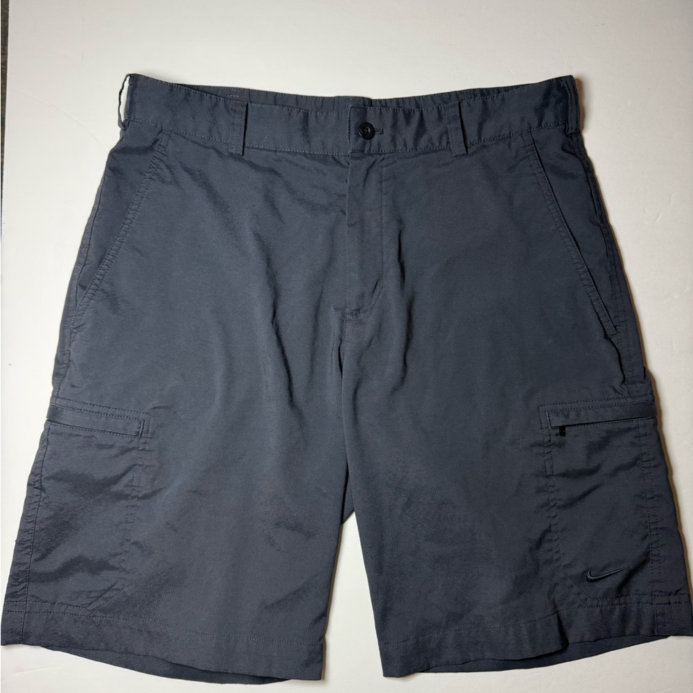 Nike Golf Dri-Fit Cargo Shorts Men 30 Navy Performance Stretch Gold Casual